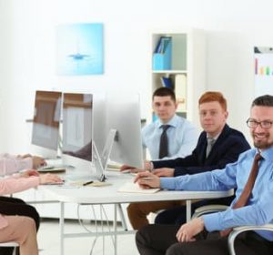 Young engineers working in the office