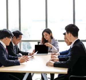 business people working on project at Modern Startup Office. Business People Meeting Discussion Working Concept, business people are meeting to analyze data for marketing plan